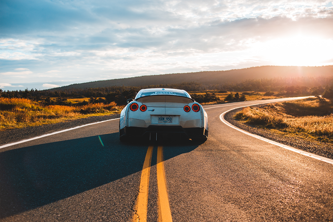 Car driving the perfect road